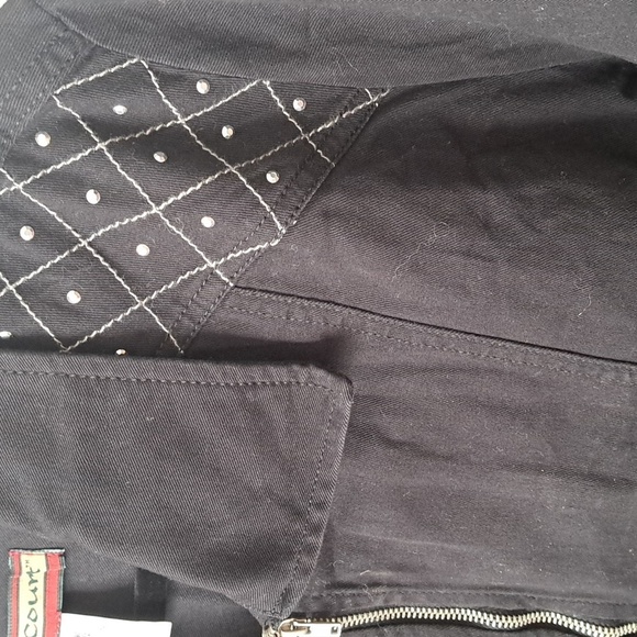 Tudor Court Haband Star-Studded Denim Jean Jacket 100% Cotton Black Size Large - Picture 6 of 8